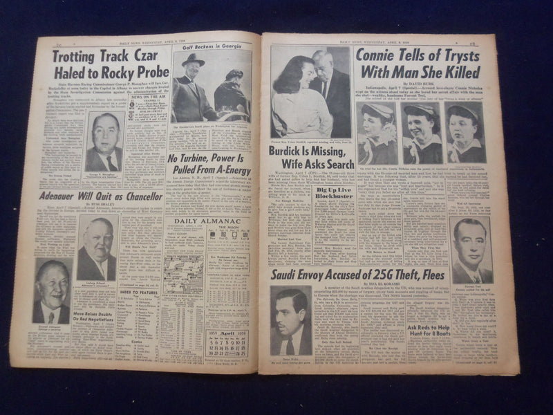 1959 APR 8 NEW YORK DAILY NEWS NEWSPAPER - CONNIE TELLS LOVE STORY - NP 6755