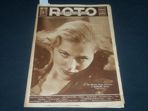 1938 NOVEMBER 27 PITTSBURGH PRESS SUNDAY ROTO SECTION - JOAN FONTAINE - NP 4441