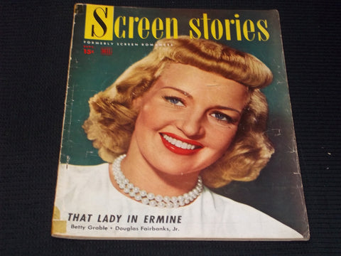 1948 SEPTEMBER SCREEN STORIES MAGAZINE - BETTY GRABLE FRONT COVER - E 14128