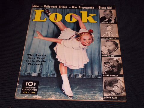 1938 FEBRUARY 1 LOOK MAGAZINE - SONJA HENIE FRONT COVER - E 20311