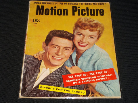 1955 MAY MOTION PICTURE MAGAZINE - DEBBIE & EDDIE FRONT COVER - E 1475