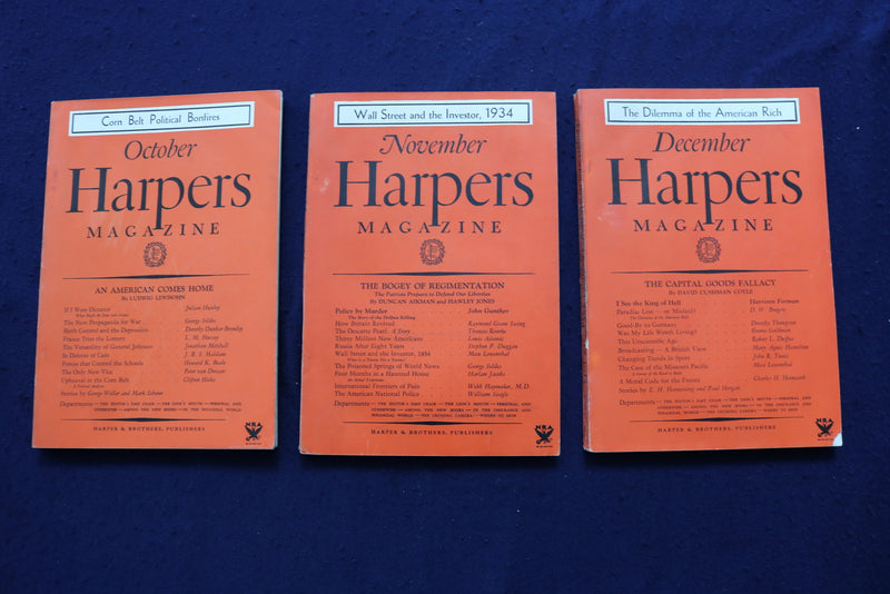 1934 HARPER'S MAGAZINE - LOT OF 12 - COMPLETE YEAR - O 3349