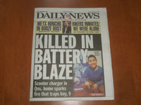2021 SEPTEMBER 2 NEW YORK DAILY NEWS NEWSPAPER - 9-YEAR OLD BOY KILLED IN FIRE