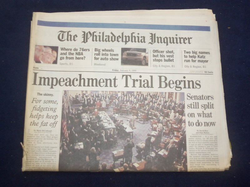 1999 JANUARY 8 PHILADELPHIA INQUIRER - IMPEACHMENT TRAIL BEGINS - NP 7183