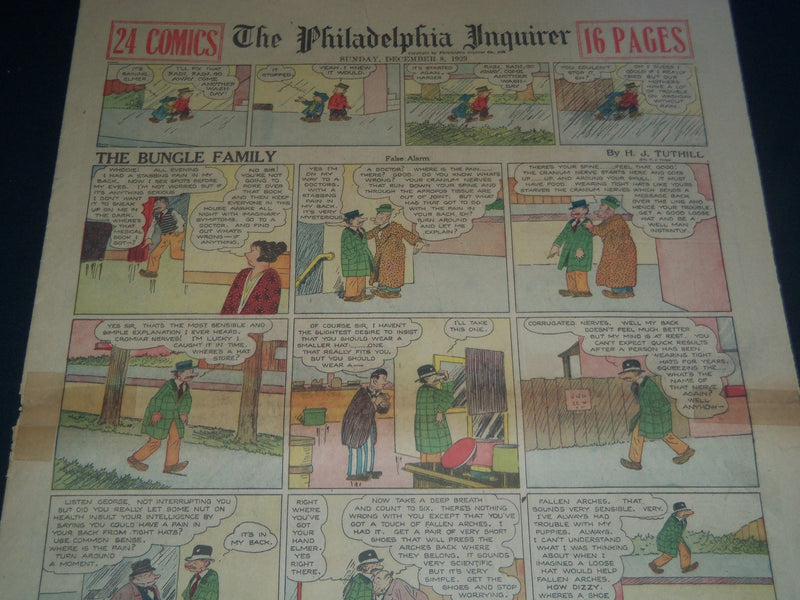 1929 DECEMBER 8 PHILADELPHIA INQUIRER SUNDAY COLOR COMIC SECTION - NT 7609