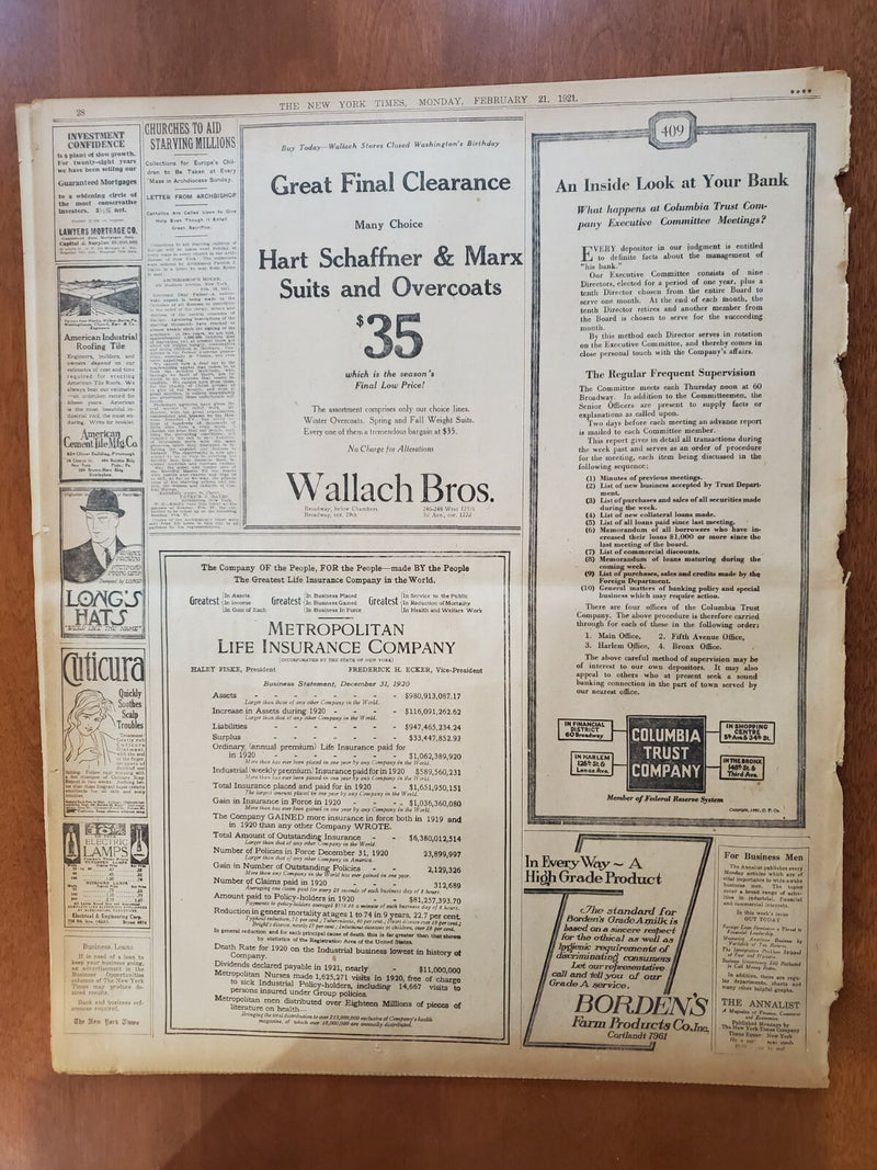 1921 FEBRUARY 21 NEW YORK TIMES - HARDING EXPECTED TO NAME HOOVER - NT 8134