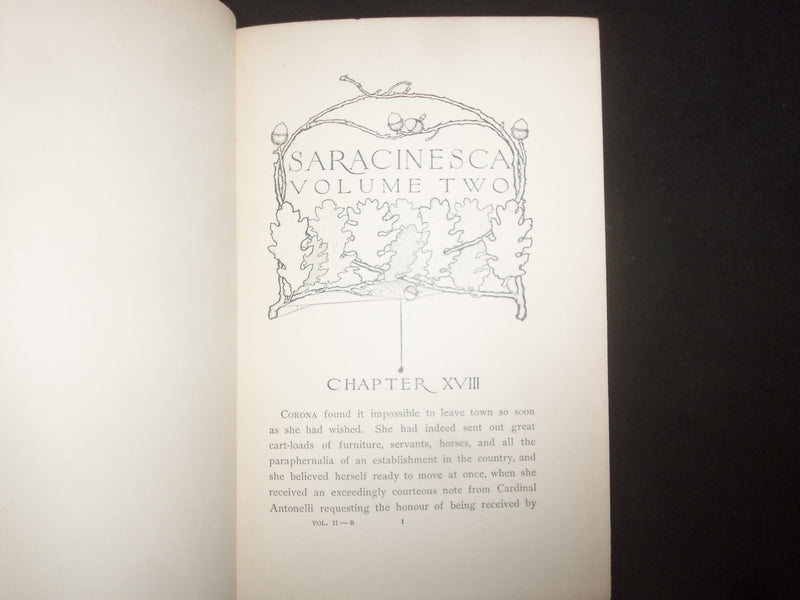 1899 SARACINESCA HARDCOVER BOOKS BY F. MARION CRAWFORD - 2 VOLUMES - KD 9277
