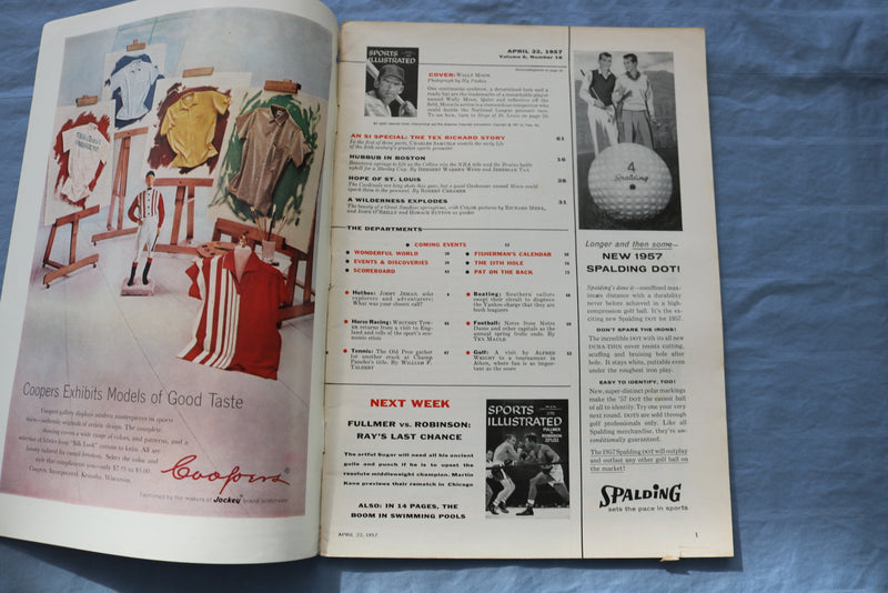 1957 APRIL 22 SPORTS ILLUSTRATED MAGAZINE - WALLY MOON COVER - ST 5505E