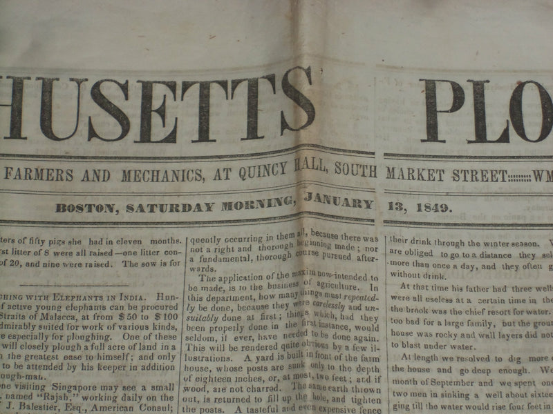 1849 JANUARY 13 MASSACHUSETTS PLOUGHMAN- THE FROST SPIRIT-J.G. WHITTIER- NP 5160