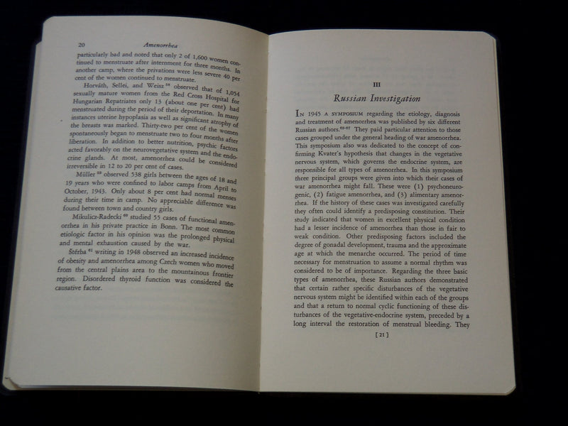 1951 AMENORRHEA SOFTCOVER BOOK BY LAWRENCE M. RANDALL M. D. - KD 7663