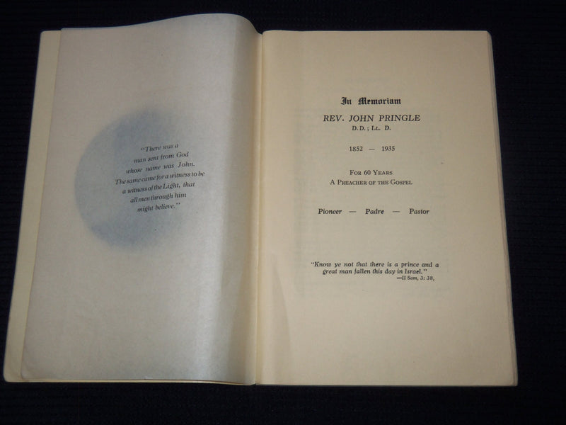 1935 IN MEMORIAM REV. JOHN PRINGLE D. D. 1852-1935 - PREACHER OF GOSPEL - J 7312