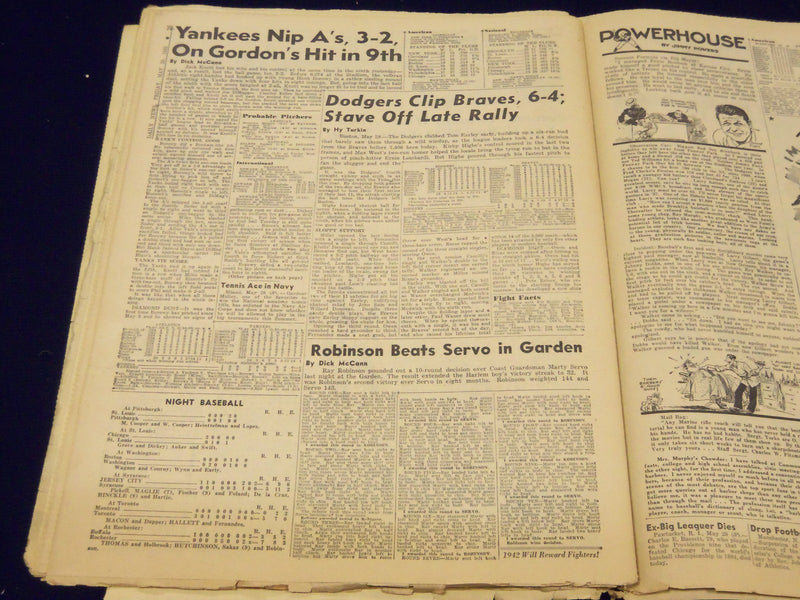 1942 MAY 29 NEW YORK DAILY NEWS - ROBINSON BEATS SERVO - NP 1897