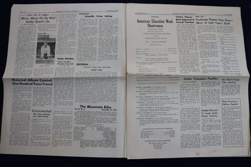 1951 NOVEMBER 15 THE MOUNTAIN ECHO NEWSPAPER - SUFFERN HIGH SCHOOL - NY - K 805