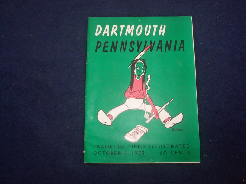 1959 OCTOBER 3 DARTMOUTH VS. PENNSYLVANIA FOOTBALL PROGRAM -NICE PHOTOS - J 9458