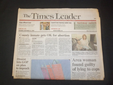 1998 NOV 21 WILKES-BARRE TIMES LEADER-DISSENT HITS GOP IMPEACHMENT PLAN- NP 7490