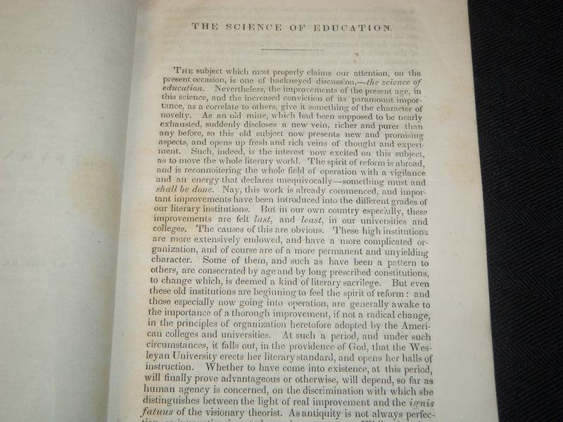 1831 SEPTEMBER 21 DR. FISK'S INAUGURAL ADADRESS AT WESLEYAN UNIVERSITY- J 5431