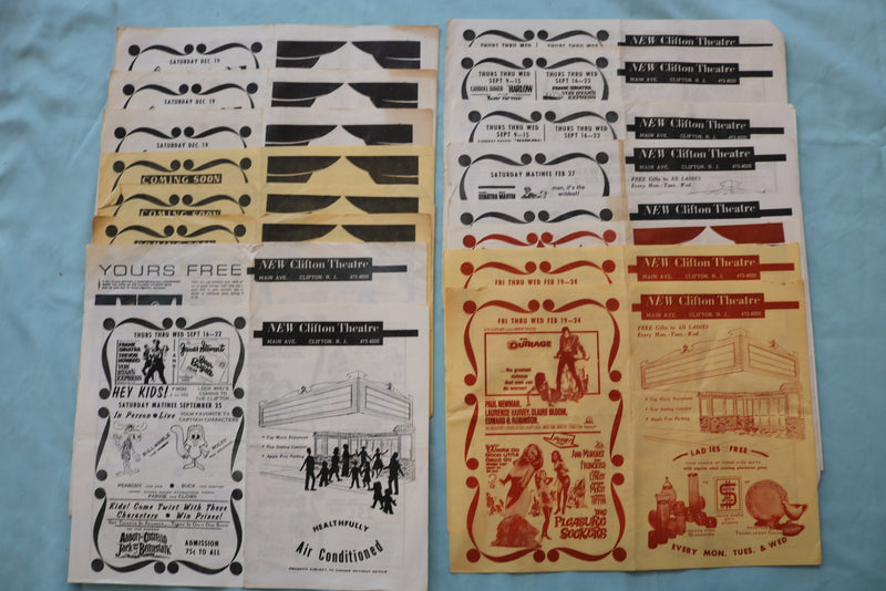 1960'S NEW CLIFTON THEATRE PROGRAMS - LOT OF 16 -CLIFTON, NJ - K 2538