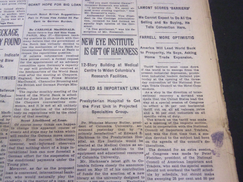 1931 MAY 28 NEW YORK TIMES - NEW EYE INSTITUTE IS GIFT OF HARKNESS - NT 5025