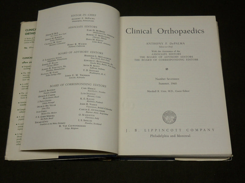 1960 CLINICAL ORTHOPAEDICS HARDCOVER BOOK #17 - KD 6299