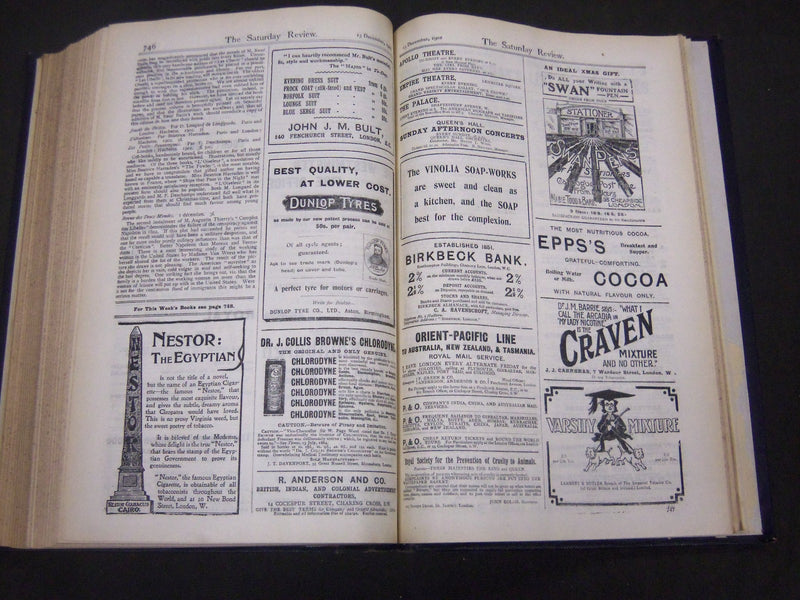 1902 SATURDAY REVIEW 2 BOUND VOLUMES - COMPLETE YR- PUBLISHED IN LONDON - R 1088