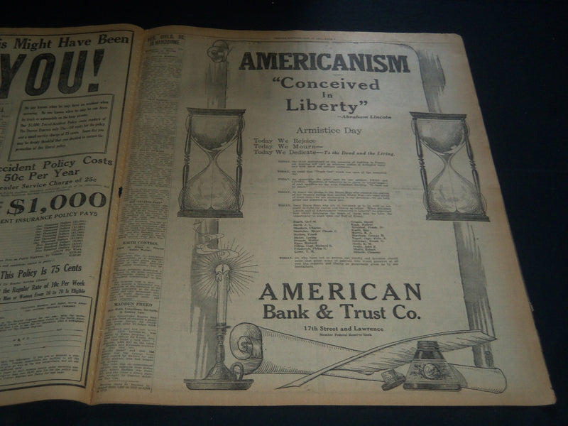 1921 NOV 11 DENVER EXPRESS NEWSPAPER - TOMB OF THE UNKNOWN SOLDIER - NT 7581
