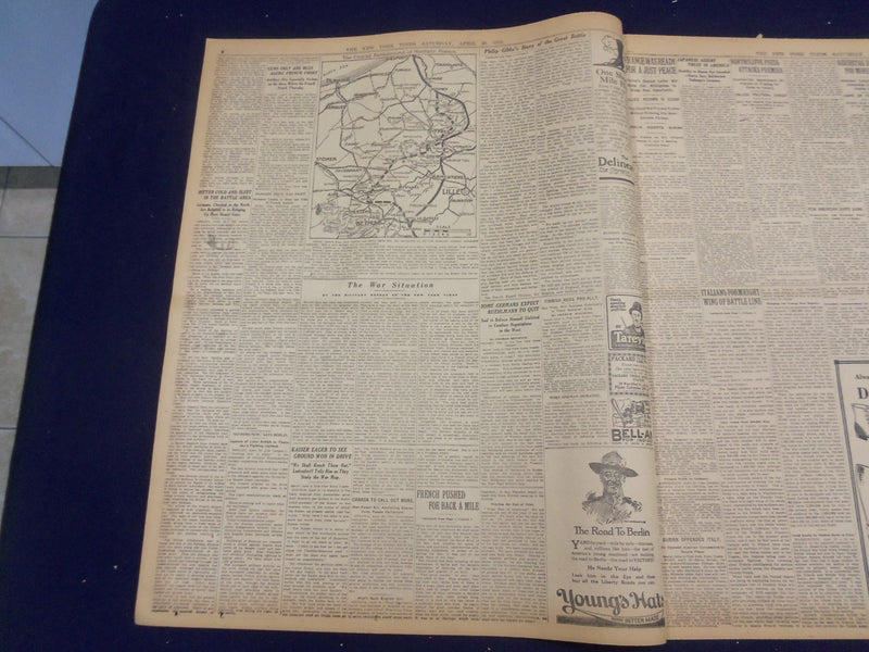 1918 APRIL 20 NEW YORK TIMES - GERMAN ADVANCE STOPPED BY SLAUGHTER - NT 8222