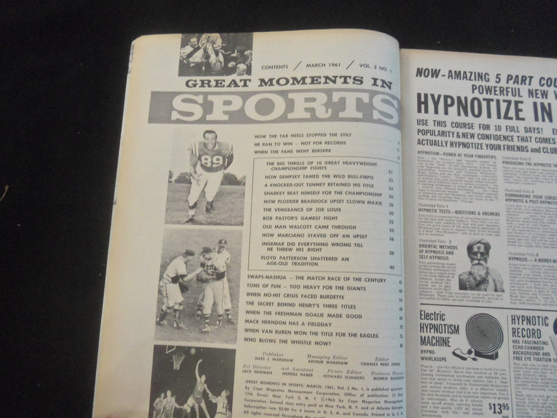 1961 MARCH GREAT MOMENTS IN SPORTS MAGAZINE - JOHANSSON VS. PATTERSON - J 7721
