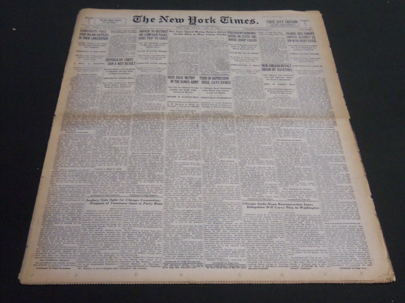 1932 JUNE 19 NEW YORK TIMES - DEMOCRATS FACE FOUR BATTLES AT CONVENTION- NT 6990