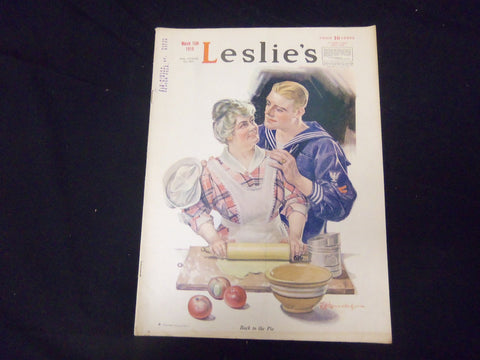 1919 MARCH 15 LESLIE'S WEEKLY MAGAZINE - BACK TO THE PIE - ST 2240