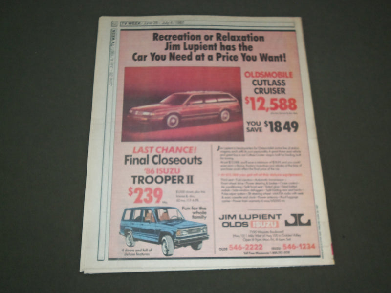 1987 JUNE 28 - JULY 4 MINNEAPOLIS STAR TRIBUNE MAGAZINE - OPRAH WINFREY -SP 9789
