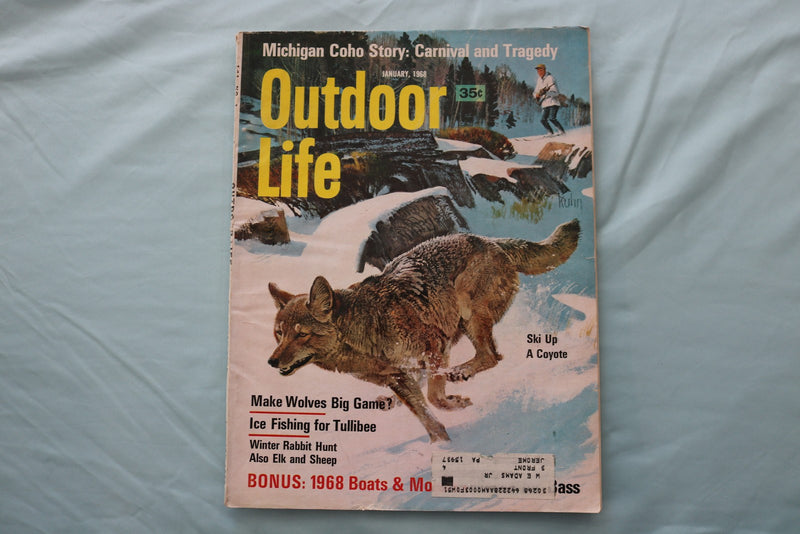 1968 JANUARY OUTDOOR LIFE MAGAZINE - SKI UP A COYOTE COVER - E 26675