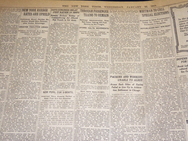 1918 JANUARY 23 NEW YORK TIMES - SENATE READY FOR WAR CABINET FIGHT - NT 7939
