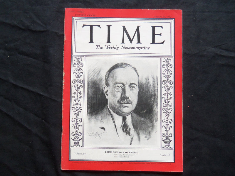 1930 JANUARY 20 TIME MAGAZINE - ANDRE TARDIEU PRIME MINISTER OF FRANCE - T 214