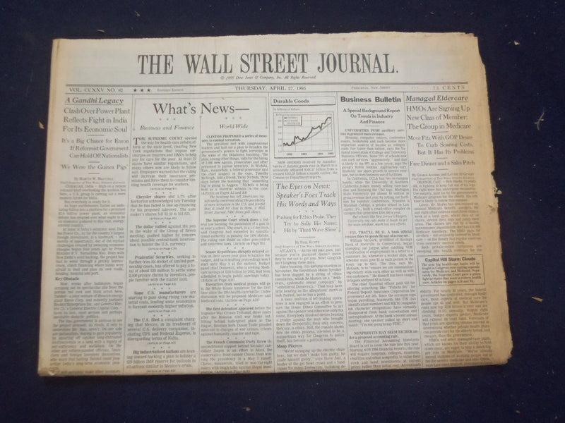 1995 APRIL 27 THE WALL STREET JOURNAL -HMO'S SIGNING UP MEDICARE MEMBERS- WJ 150