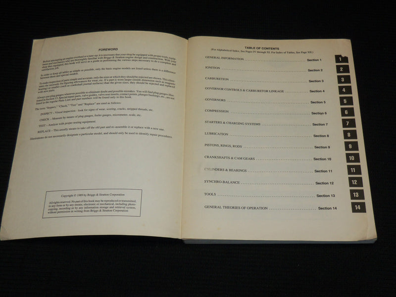 1989 BRIGGS & STRATTON SERVICE REPAIR MANUAL- SINGLE CYLINDER 4-CYCLE - KD 4851G