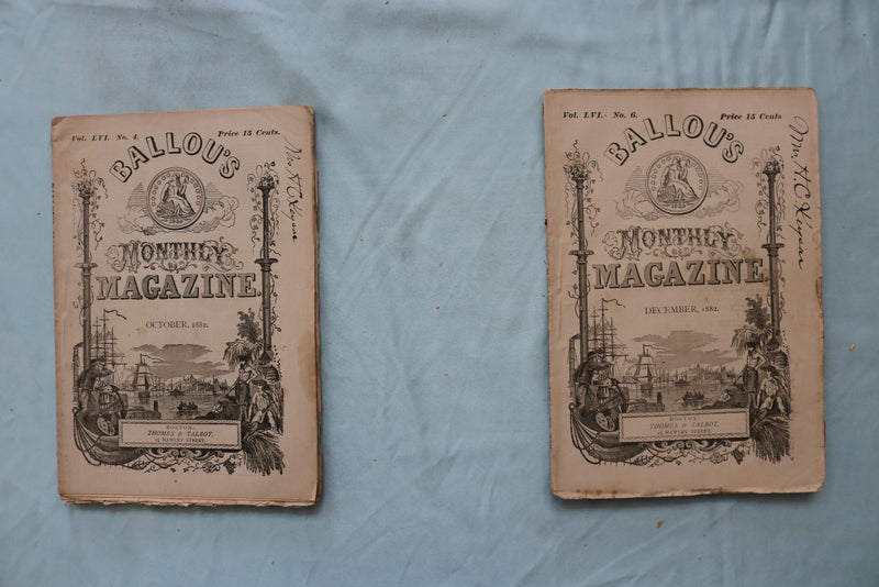 1882 BALLOU'S MONTHLY MAGAZINE - LOT OF 11 - O 3974