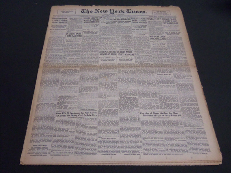 1939 FEBRUARY 20 NEW YORK TIMES - LA GUARDIA BACKS WAR PLANE SALES - NT 6838