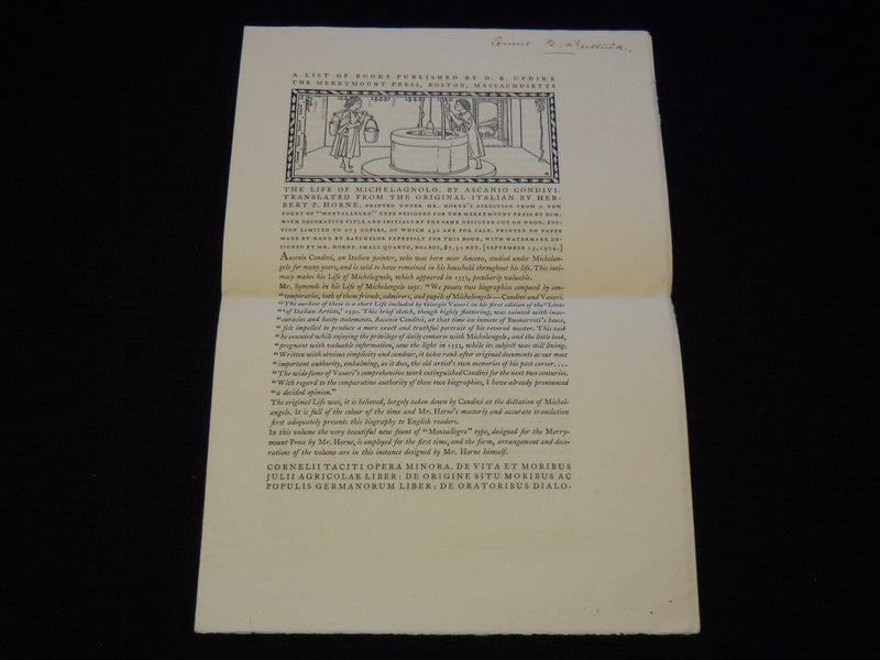 1904 MERRYMOUNT PRESS LIST OF BOOKS PUBLISHED BY D. B. UPDIKE - J 7990