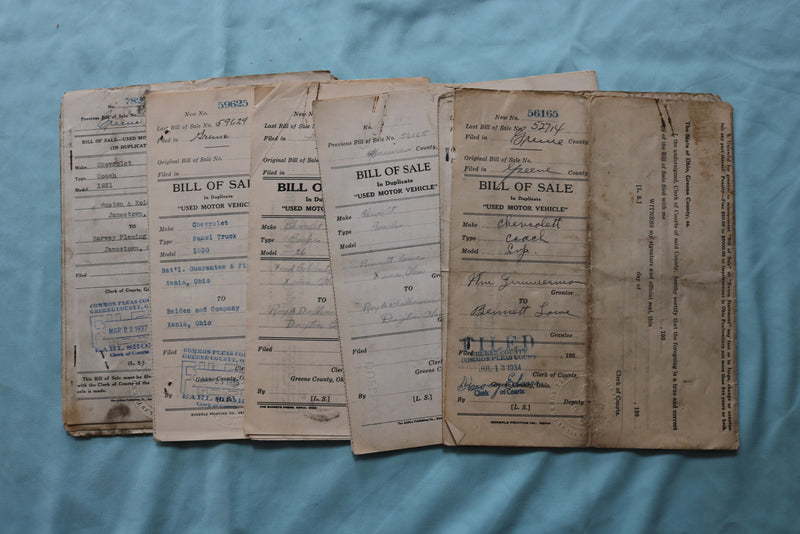 1920'S-1930'S OHIO MOTOR VEHICLE SALES CERTIFICATES - LOT OF 130 - K 2548