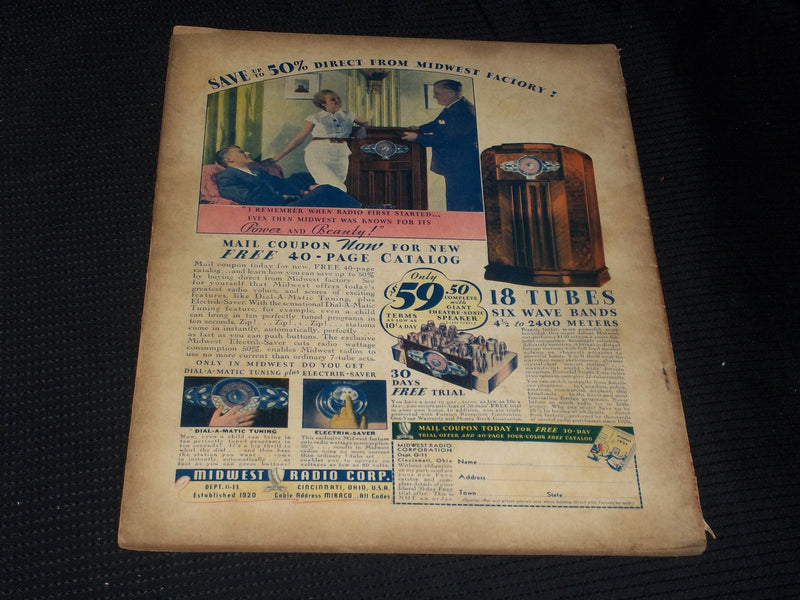 1937 JANUARY RADIO NEWS & SHORT WAVE RADIO MAGAZINE - ANTENNA COVER - E 5201