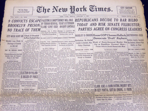 1947 JAN 3 NEW YORK TIMES - 9 CONVICTS ESCAPE BROOKLYN PRISON - NT 79