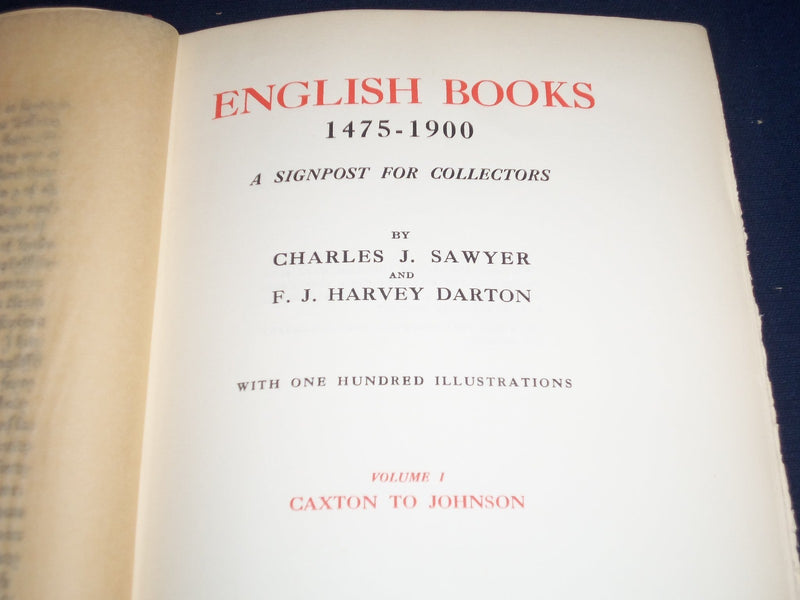1927 ENGLISH BOOKS 1475-1900 BY CHARLES J SAWYER & DARTON VOLUME 1 + 2 - KD 1882