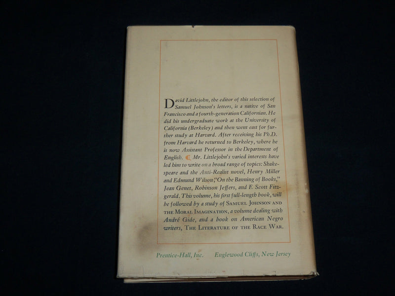 1965 DR. JOHNSON HIS LIFE IN LETTERS BOOK BY DAVID LITTLEJOHN - KD 7133
