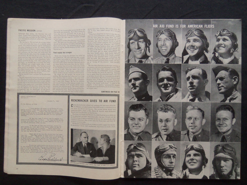 1943 JANUARY 25 LIFE MAGAZINE - EDDIE RICKENBACKER - L 323