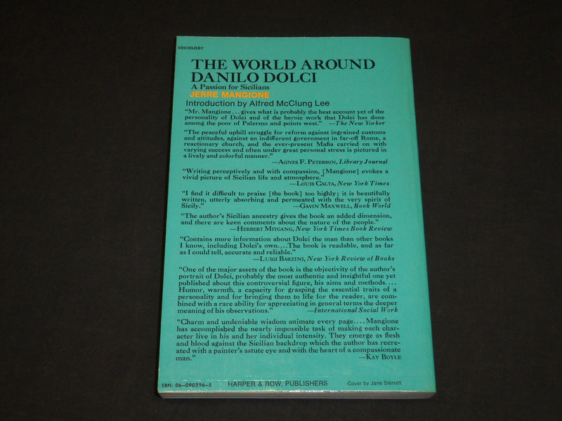 1972 THE WORLD AROUND DANILO DOLCI BOOK INSCRIBED BY JERRE MANGIONE - D 463