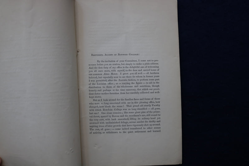 1873 DR. GOODWIN'S ADDRESS - BOWDOIN COLLEGE ALUMNI SOFTCOVER BOOKLET - K 931