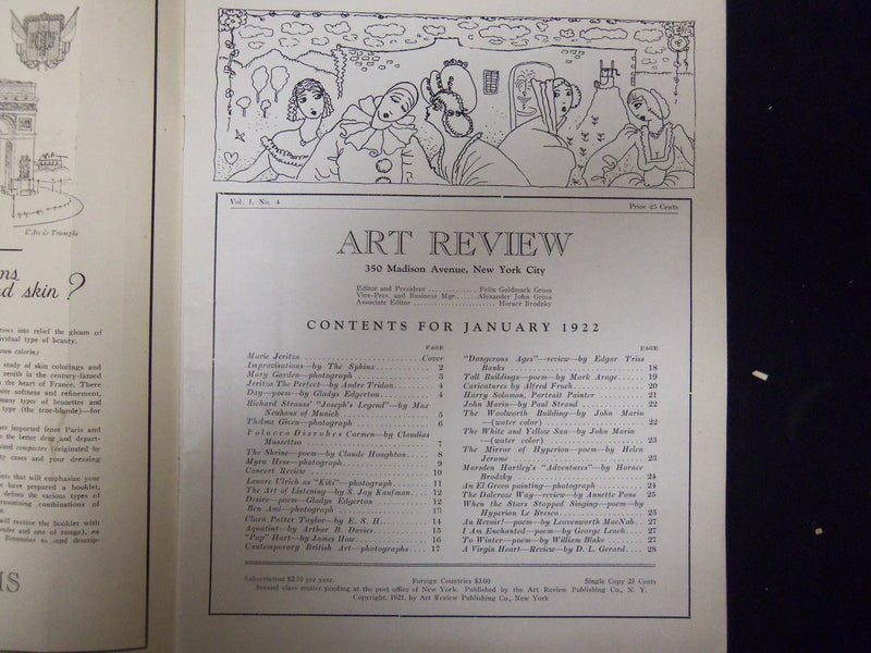 1922 JANUARY ART REVIEW MAGAZINE- MARIE JERITZA - ST 3237