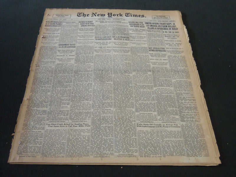 1928 SEPTEMBER 7 NEW YORK TIMES - SMITH OPENS FIGHT ON SEPT. 18 OMAHA - NT 6452