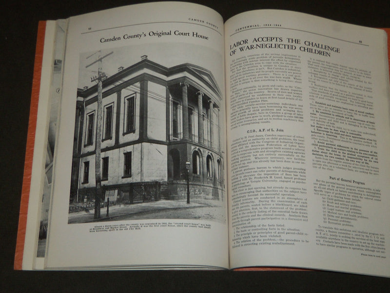 1944 CAMDEN COUNTY CENTENNIAL 1844-1944 BY A. CHARLES COROTIS - J 5713