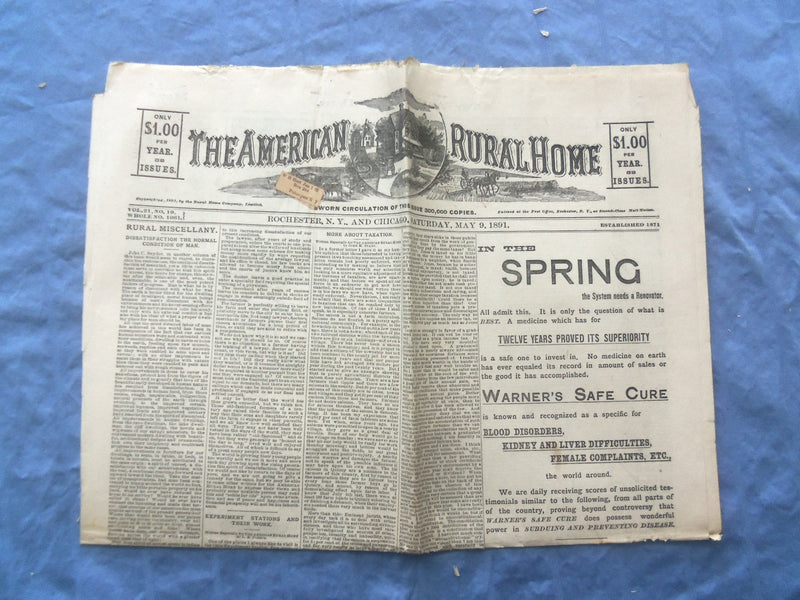1891 THE AMERICAN RURAL HOME NEWSPAPER - LOT OF 7 - ROCHESTER, NEW YORK - NP 842